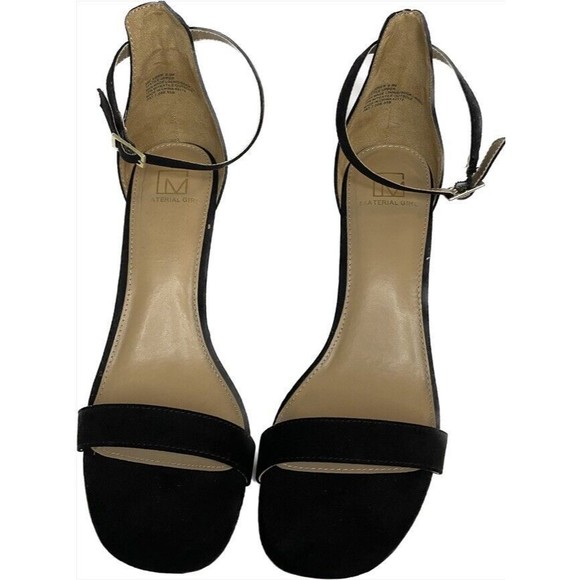 MATERIAL GIRL Shoes - MATERIAL GIRL Womens Black Padded Blaire Square Toe Stiletto Sandals 9.5M